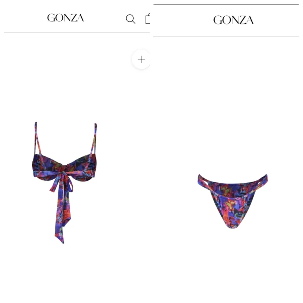 Gonza Virginia SET: Multi Color Art Print Bra + Bottom Bikini Set M - Picture 2 of 11